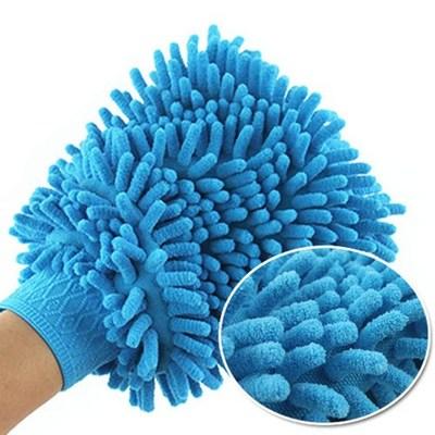 洗车擦车手套双面雪尼尔珊瑚虫毛绒手套汽车清洁工具除尘用品套装